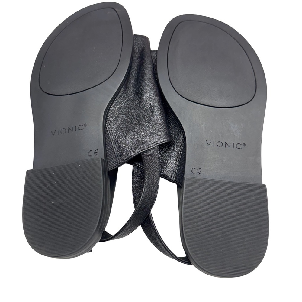 Vionic Ella Black Leather Toe-Loop Slingback Sand… - image 5